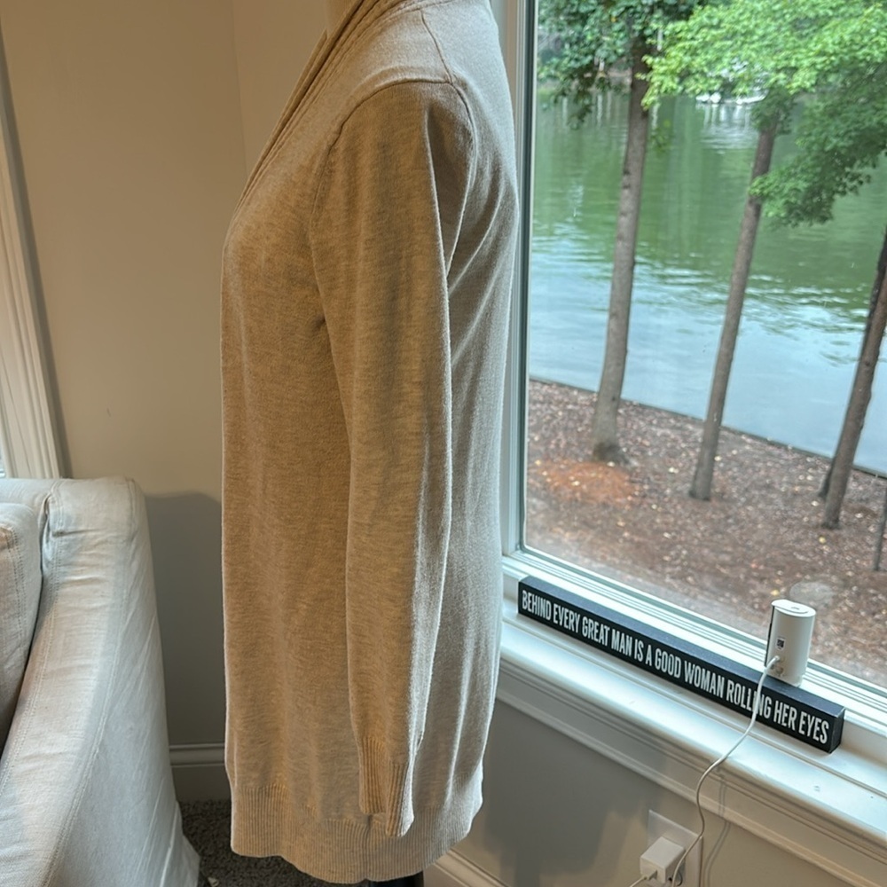 The White Company Oatmeal Merino/Cotton Long Open Cardigan, Medium, VGUC - Picture 5 of 8